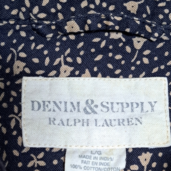 Denim & Supply Ralph Lauren Men's Button Down Shirt Floral AOP Navy Size Large - Picture 7 of 7